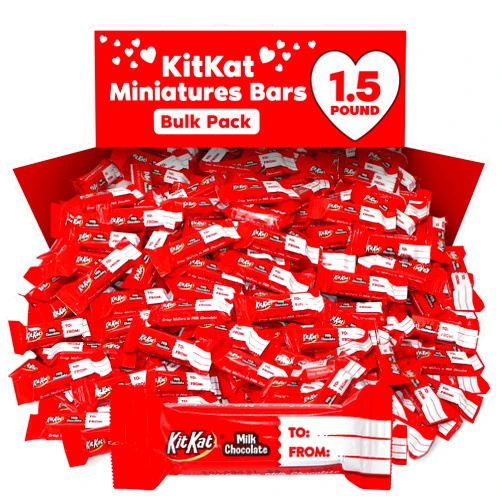 Taboom KitKt Bulk Miniatures Bars Valentine's Candy 1.5 lb - Individually Wrapped Bulk Milk Chocolate Wafer Candy Bars For Parties, Gifts & Treats