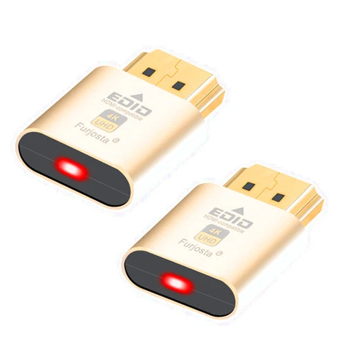 Furjosta HDMI Dummy Plug fit-Headless Display Emulator DDC EDID Fit Headless Ghos with Windows Mac OSX Linux Great for for Computer Desktop Support 3840x2160@61Hz 2P