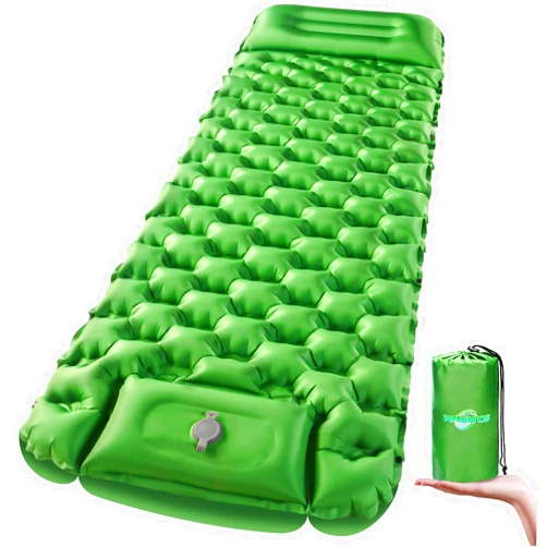 WANNTS Sleeping Pad, Ultralight Inflatable Sleeping Pad for Camping, Built-in Pump, Ultimate for Camping, Hiking - Airpad, Carry Bag, Repair Kit - Compact & Lightweight Camping Pad(Green)