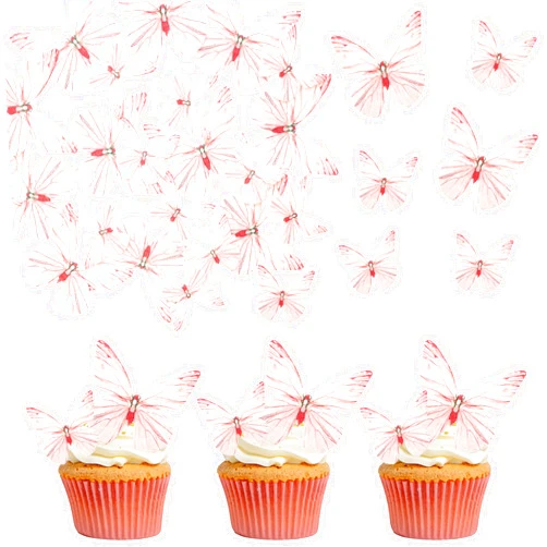 Ephlyn 72Pcs Edible Butterflies for Cake Decorating Pink Butterfly Cake Decorations Pink Butterflies Cupcake Toppers for Wedding Birthday Anniversary Flower Themed Party Supplies