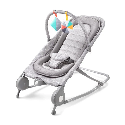 Summer Infant Summer 2-in-1 Bouncer & Rocker Duo (Light Gray Tweed) Convenient and Portable Rocker and Bouncer for Babies Includes Soft Toys and Soothing Vibrations
