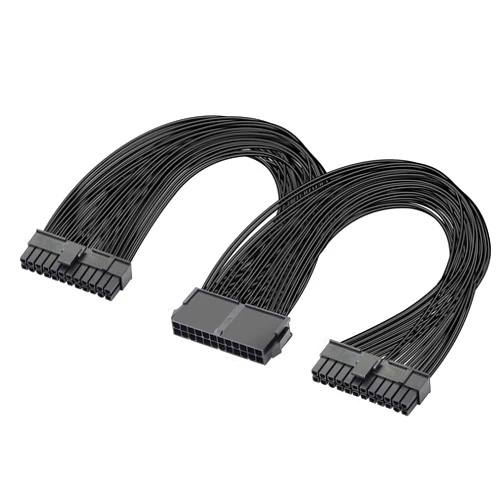 GELRHONR PSU Power Supply 24-pin ATX Motherboard Splitter Cable,24pin(20+4) for Dual ATX Motherboard Extension Cable PSU Female to Male Y Adapter Cable -1Ft