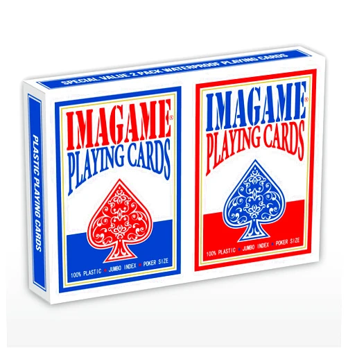 IMAGAME Plastic Playing Cards, Poker Size, Casino Quality, Jumbo Index, Waterproof & Washable, Perfect for Texas Hold’em Poker, 1 Blue Deck & 1 Red Deck