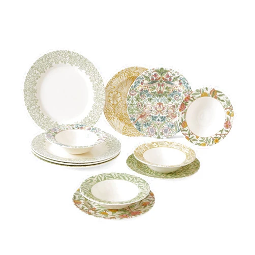 Spode Morris and Co 12 Piece Dinner Set | Service for 4 | Includes Dinner Plate, Salad Plate and Bowl | Made of Fine Earthenware | Microwave and Dishwasher Safe | Made in England