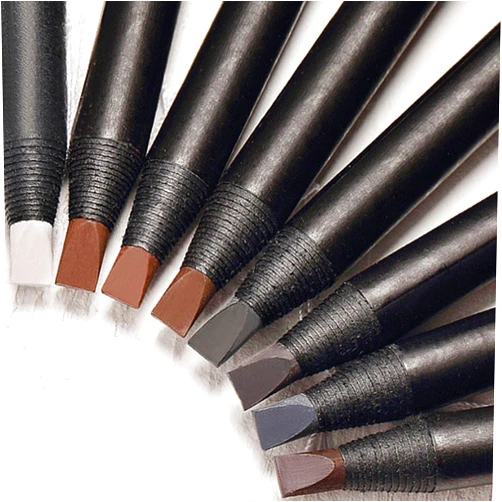 Mingran 6pcs Waterproof White Black Brown Pre-Draw Mapping Pencils Peel off Eyebrow Pencil Hard Permanent Makeup Eyebrow Pencil (Mix Color)