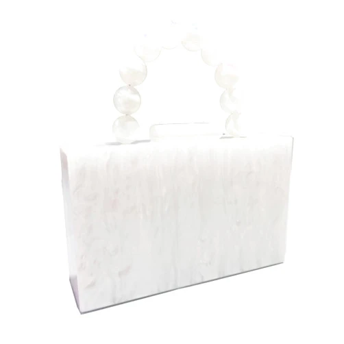 Pgfpmifmj Purse Handbags for Wedding Cocktail Party Dance, Acrylic Evening Clutch for Women and Girls, Glitter Marble (white)