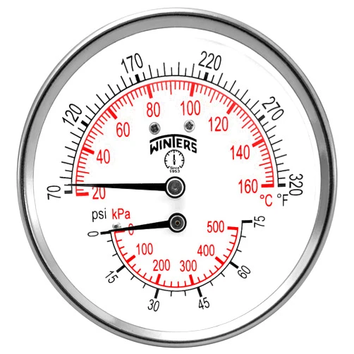 Winters Instruments Winters TTD Series Steel Dual Scale Tridicator Thermometer with 2