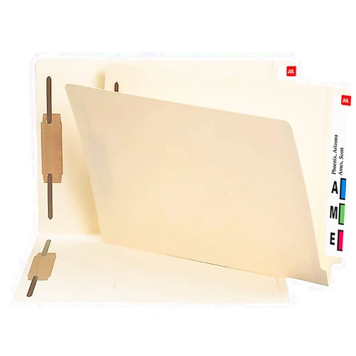 Smead Heavyweight End Tab Fastener File Folder, Shelf-Master® Reinforced Straight-Cut Tab, 2 Fasteners, Legal Size, Manila, 50 per Box (37215)