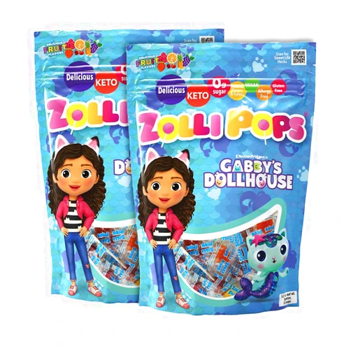 Zollipops Clean Teeth Lollipops Gabby's Dollhouse, Anti Cavity, Sugar-Free Candy for a Healthy Smile Great for Kids, Diabetics and Keto Diet, Natural Fruit Variety, 10.4oz Pack of