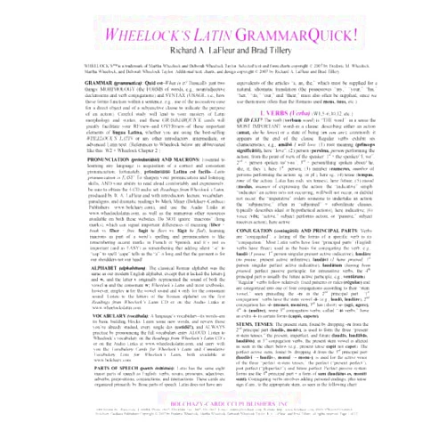 Richard A. LaFleur,Brad Tillery Wheelock's Latin GrammarQuick! (Latin Edition) (English and Latin Edition)