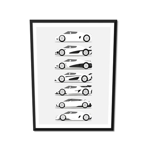 Idea Network Koenigsegg Inspired Poster Print Wall Art Handmade Decor of the Best of Koenigsegg Generations History Evolution (17x22