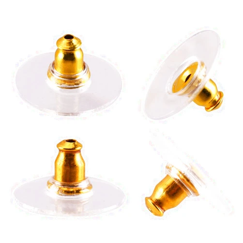 CCINEE 50 Pieces Bullet Clutch Earring Backs Disc Backs with Pad for Earring Safety, Gold