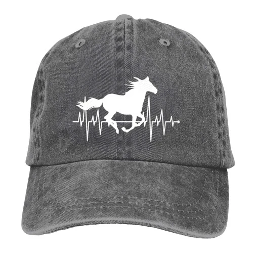 Yipaidel Women's Horse Heartbeat Hat, Adjustable Vintage Washed Baseball Cap for Dad Mom