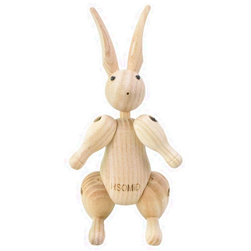 HSOMiD 6.6 - Inch Artists Wooden Rabbit Figurine Wild Animal Rabbit Model Flexible Sculpture Perfect for Home Decoration Gift or Collection