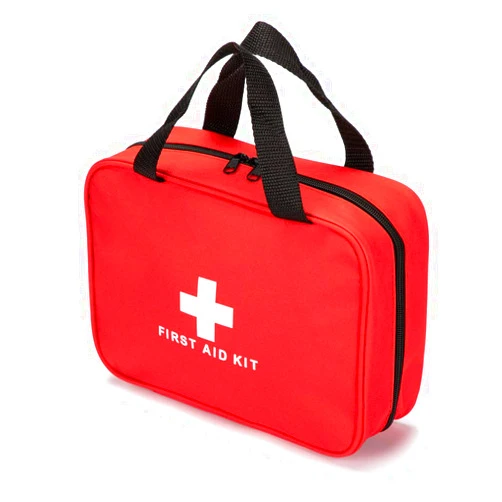 Jipemtra Red First Aid Bag Empty Travel Rescue Pouch First Responder Storage Medicine Emergency Bag for Car Home Office Kitchen Sport Outdoors (Red with Zippered Mesh Bags)