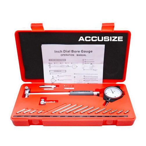 Accusize Industrial Tools Dial Bore Gauge Set, 1.4-6 inch Measuring Range, 0.0005'' Graduation Interval, Ee20-1406