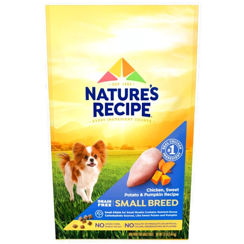 P L-RA Nature Reciipe Small Breed Grain Free Chicken, Sweet Potato & Pumpkin Recipe, Dry Dog Food, Complete and Balanced Nutrition, 12 lb.