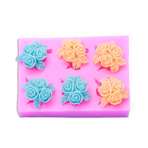 Cestony 6-cavity Small flowers Silicone Molds for DIY Cake Fondant Biscuit Cookies Soap Sugar Pudding Chocolate Hard Candies Dessert Candle Decor