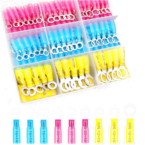 Tanbupu 125Pcs Heat Shrink Ring Wire Connectors，#10,1/4