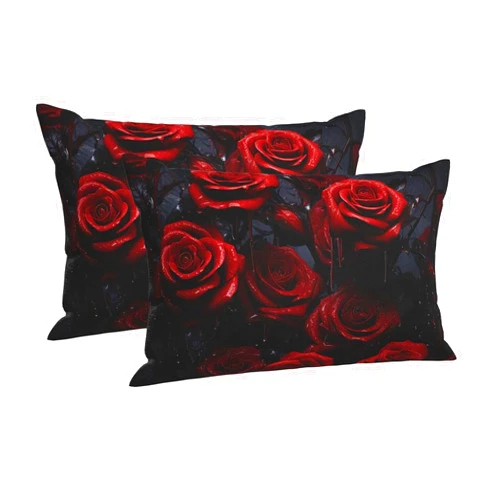 FZQVSLCM Pillowcase Plush Pillow Case Super Soft Cozy Pillowcases Standard Size Decorative Pillow Covers with Zipper Cushion Cover Red Rose Photo Pillow Shams for Sofa Couch 14