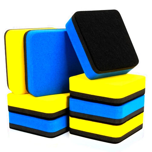 MAQIHAN Mini Dry Erasers - 8 Pack Magnetic Whiteboard Eraser 2 x 2 Inch Reusable Dry Erase Cleanser for White Board Chalkboard Multi-Purpose Teacher Supplies for Classroom Office Home, Blue and Yellow