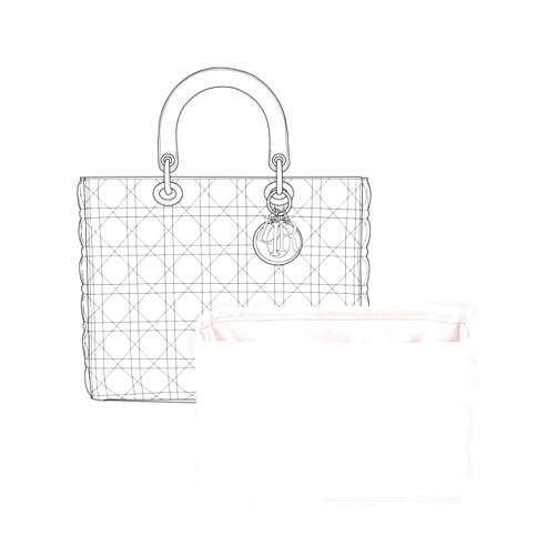 YUNDINGJI Purse Organizer Insert for Dior Lady Large Bags,Pink,Luxury Bags Storage with Silk, Lightweight Shaper for Daily Use, Pockets Large Capacity.