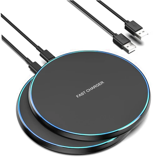 Eisreho Wireless Charger Compatible with iPhone 16 15 14 13 12 11 Pro Max/Mini/Plus/XR/X/8, 15W Max Fast Wireless Charging Pad Mat for Samsung Galaxy S23/S22/S21/S20/S10, Galaxy Buds, 2 Pack