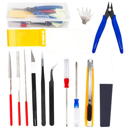 binifiMux 18pcs Crafts Basic Model Tool Kit, Hobby Building Tools Set with Hobby Clippers Model Tweezers for Plastic Model Car Dollhouse