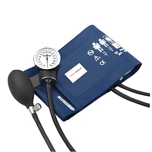 McKesson Manual Blood Pressure Monitor, Inflation Pump and Cuff for Adult Arm - Premium Pocket Aneroid Sphygmomanometer with Carrying Case, Navy, 1 Count