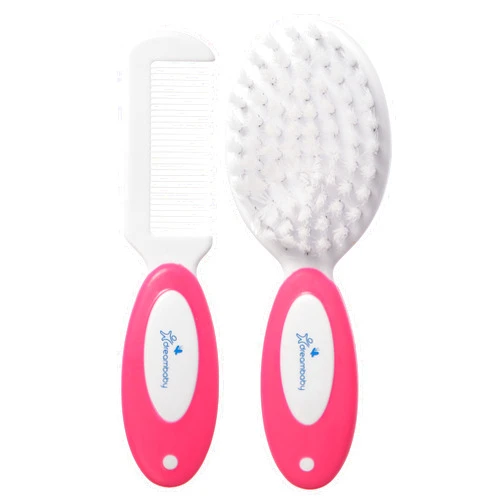 Dreambaby Deluxe Super Soft Bristles Brush and Comb Set - with Easy-Grip Toddler Size Handle - Pink - Model L328