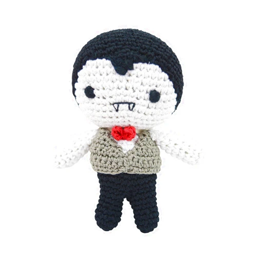 PETFLY Dog Teeth Cleaning Cotton Crochet Squeaky Dog Toy for Small Dog - Dracula