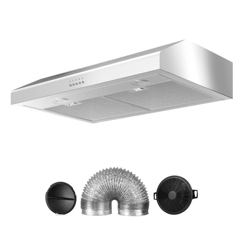 TAZPI 400 CFM Under Cabinet Range Hood 30 Inch, Stainless Steel Stove Vent Hood with 3 Speed Kitchen Exhaust Fan and Two Bright LED Light, Kitchen Hood 30 Inch for Duct/Ductless Convertible