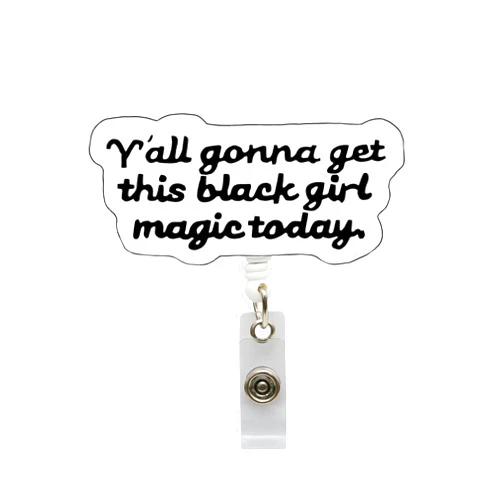 Skaworth Designs Black Girl Magic Nurse Badge Reels - Retractable ID Holder for Hospitals Doctors and Office Staff | Show Your Strength and Unity of All Women