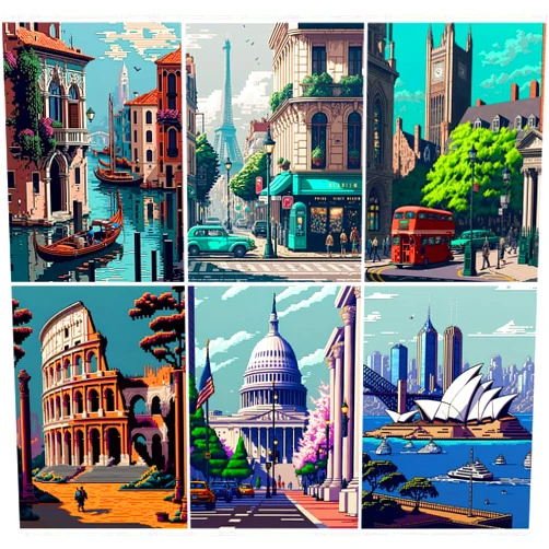 CYNART 6 Pack Landscape Diamond Painting Kits for Adults and Beginners,World Famous Scenic Spots Diamond Art Kits for Adults,DIY Full Drill City Diamond Dots Gem Art for Home Wall Art Decor 12x16inch