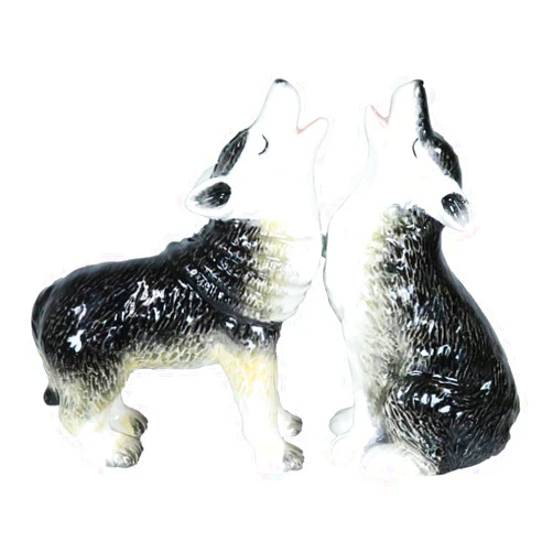 Ebros Gift Full Moon Alpha Gray Wolf Pups Howling Through The Night Ceramic Salt And Pepper Shakers Set Rustic Wildlife Woodlands Wolves Timberwolves Mystical Animal Spirit Decor