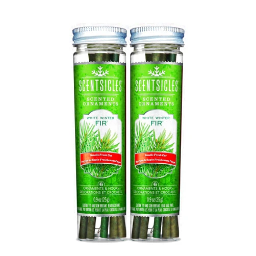 Scentsicles White Winter Fir Scented Christmas Tree Ornaments - 2 Bottles (12 Sticks Total)