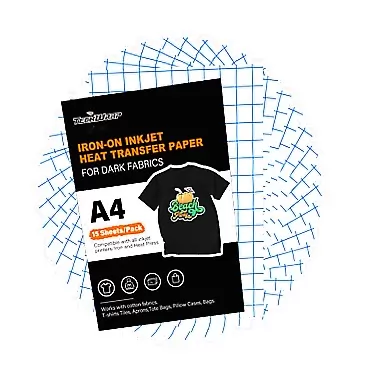 TECKWRAP Inkjet Printable Iron On Transfer Paper for T-Shirts Printer Paper Heat Transfer Vinyl Heat Transfer Paper for Dark Fabrics 8.5”x11” Pack of 15 Sheets Black Dark Color