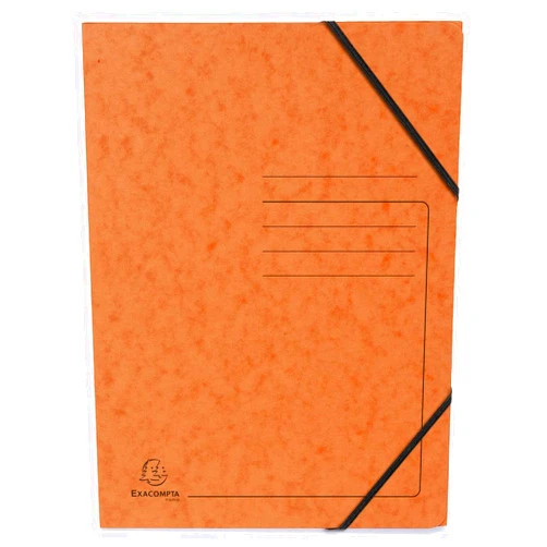 Exacompta 555414E Elasticated Document Folders Without Flaps with Lined Print on Cover for Identifying Folders Glossy Card 355gm2 for A4 Filing Pack of 5 Orange