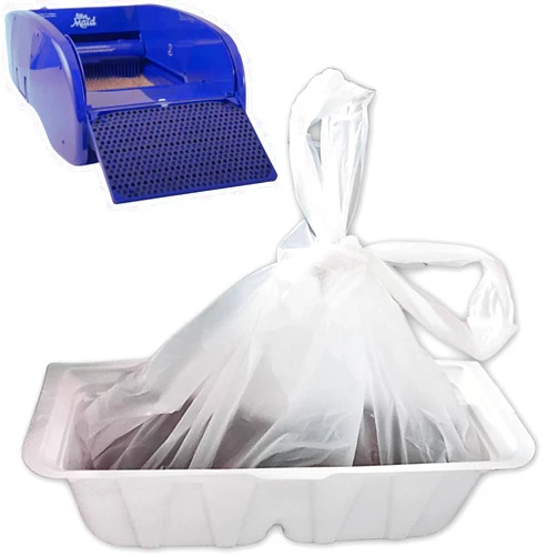 EcoLeo, Compatible with LitterMaid & Nature's Miracle Waste Receptacles, Compostable Certified, Plastic-Free, 60 Refill Bags with Handles, Use in Self-Cleaning Litter Box Waste Trays