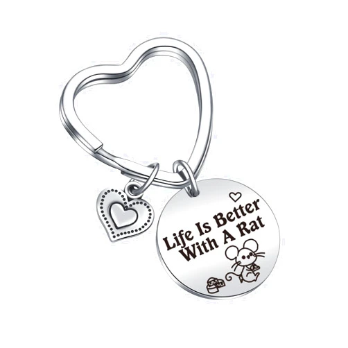 JIUSHUN Rat Inspirational Keychain Rat Mom Gift Rat Charm Keychain Pet Rodent Owner Gift Rat Keychain