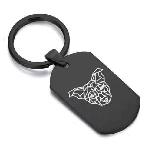 Comfort Zone Studios Stainless Steel Geometric Polygon Animals Dog Tag Keychain Circle Ring
