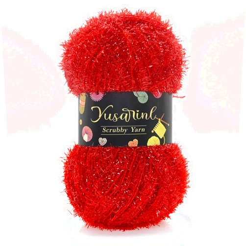 Yusarinl Polyester Dish Scrubby Yarn Sparkle Bright String Gritty Texture 3.53oz,218Yards Versatile & Durable Thread for Crocheting Knitting Dishcloths Craft DIY Project-Red