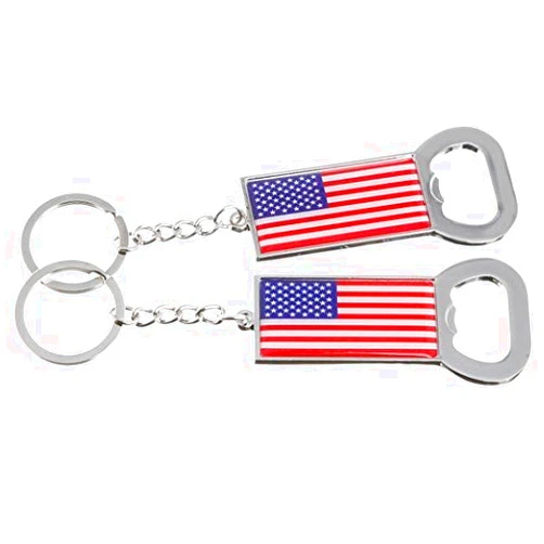 ASFSouvenir 2X American Flag Bottle Opener Metal Keychain USA Souvenir - Set of 2