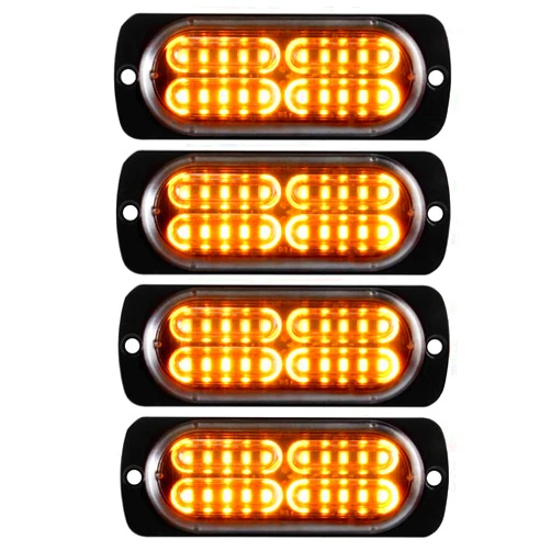 Teguangmei 12-24V 20-LED Super Bright Emergency Strobe Warning Caution Hazard Construction Waterproof Flashing Strobe LED Light Bar Surface Mount for Car Truck SUV Van (Amber)