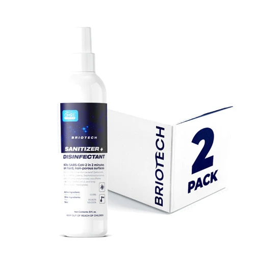 BRIOTECH Sanitizer + Disinfectant, Kills 99.99% of Viruses & Bacteria, HOCl Hypochlorous Spray, 0% Bleach, 0% Alcohol, Food Contact Safe, Eliminate Non-Living Allergens & Remove Pet Odor