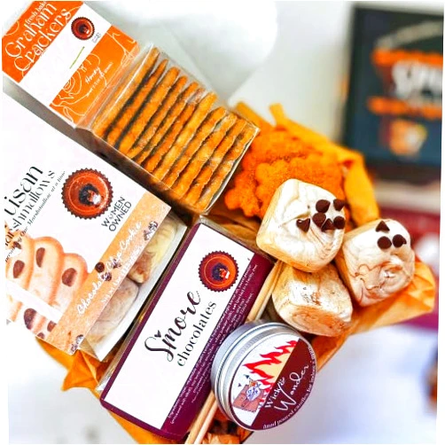 Joy Craft Cocoa Gourmet S'more Kit - Makes 6 S'mores | Perfect for Camping, Picnics, and Indoor S'mores | Fresh Baked Graham Crackers, Artisan Marshmallows, Handmade Chocolates