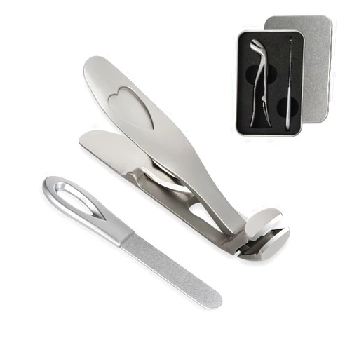 GZXTSKY Nail Clippers,Toenail Clippers for Seniors Thick Toenails,Sharp Angled Toe Nail Clippers,Nail Clippers for Men and Women,Nail Clipper Set with Catcher (Silver)