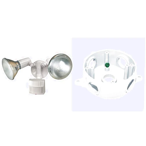 Heath/Zenith HZ-5411-WH Heavy Duty Motion Sensor Security Light, White & Sigma Engineered Solutions, White Sigma Electric 143854WH 1/2-Inch 5 Hole Round Box