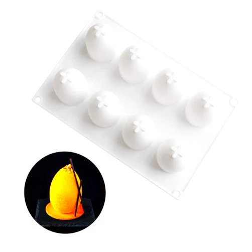 HOMUT 3D Easter Egg Silicone Mold, 8 Holes Easter Egg Shape Food-grade Dessert Baking Mold Bakeware for Mousse Cake Chocolate Pastry Truffle Pudding Jelly Cheesecake Candy Mini Soap Candle (10