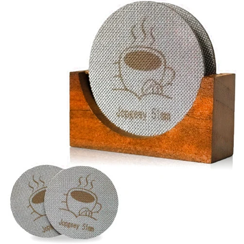 Jopgeey 2 Packs 51mm Espresso Puck Screen with Stand, 1.7mm Thickness 150μm 316 Stainless Steel Reusable Coffee Filters Compatible with Espresso Machine 51mm Portafilter Basket